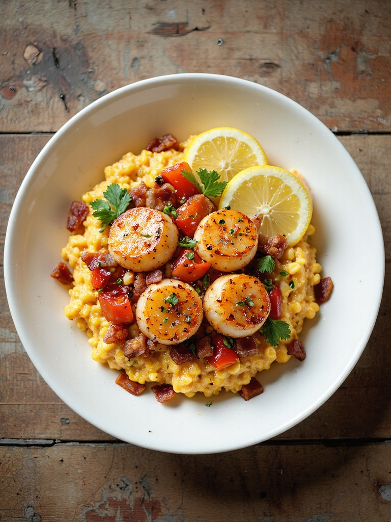 cajun seafood with maque choux