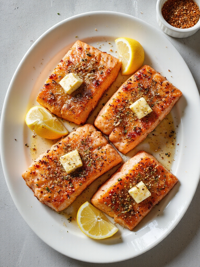cajun seasoned moist seared salmon