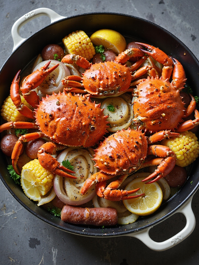 cajun spiced communal crab boil