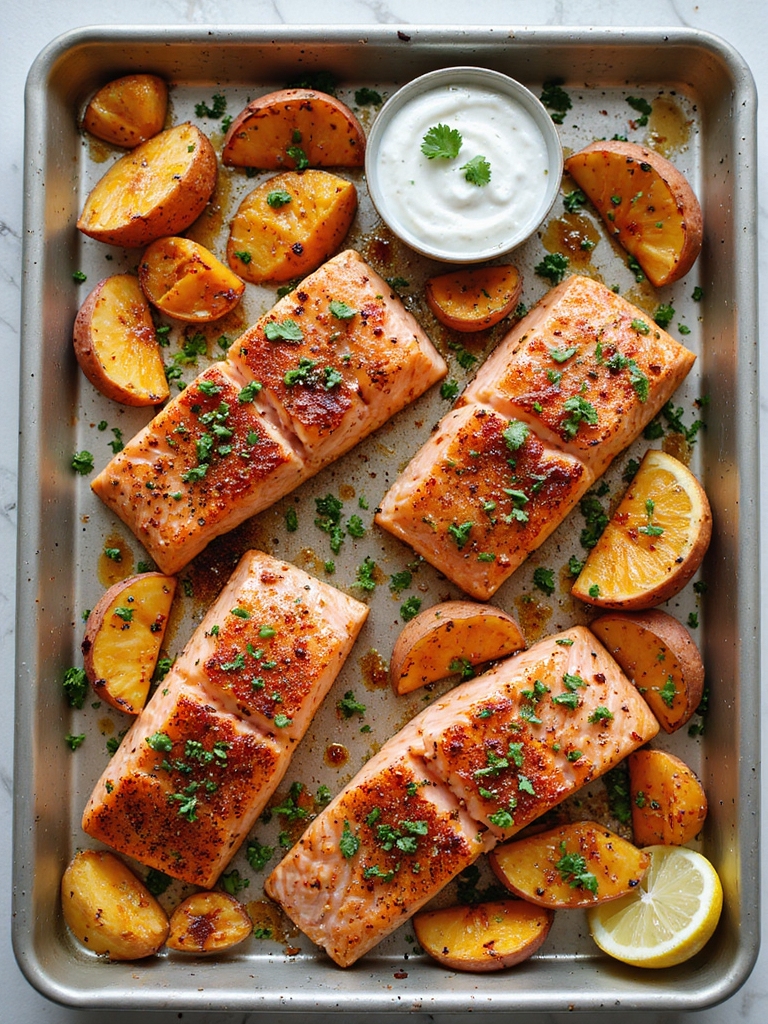 cajun spiced salmon with wedges