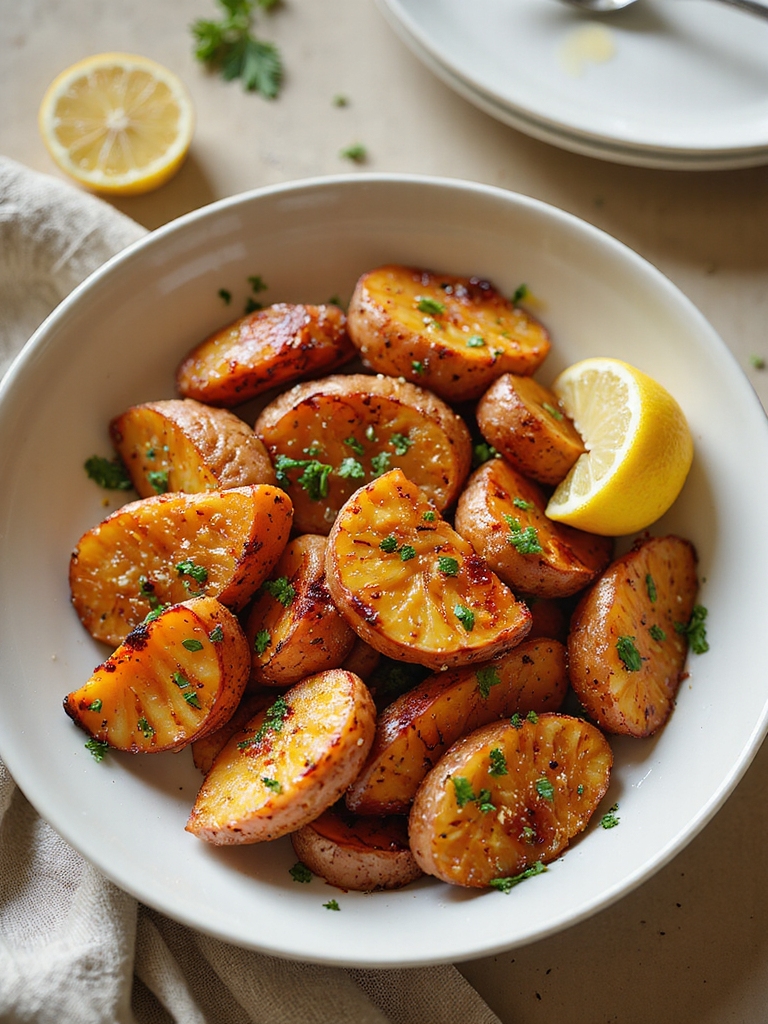 caramelized tender air fried sweet potatoes