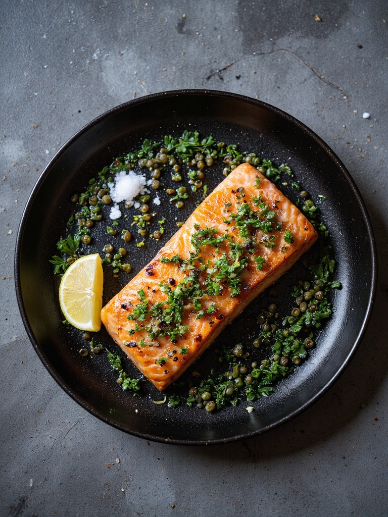 charred salmon with gremolata