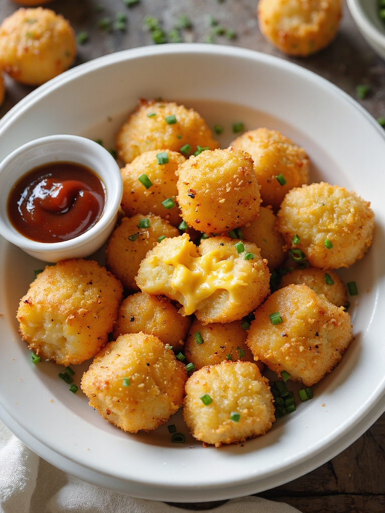 cheddar stuffed air fried tots