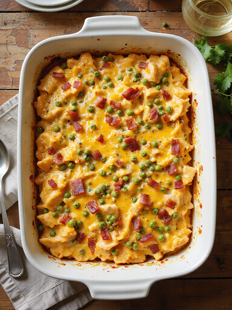 cheesy bacon chicken noodle casserole