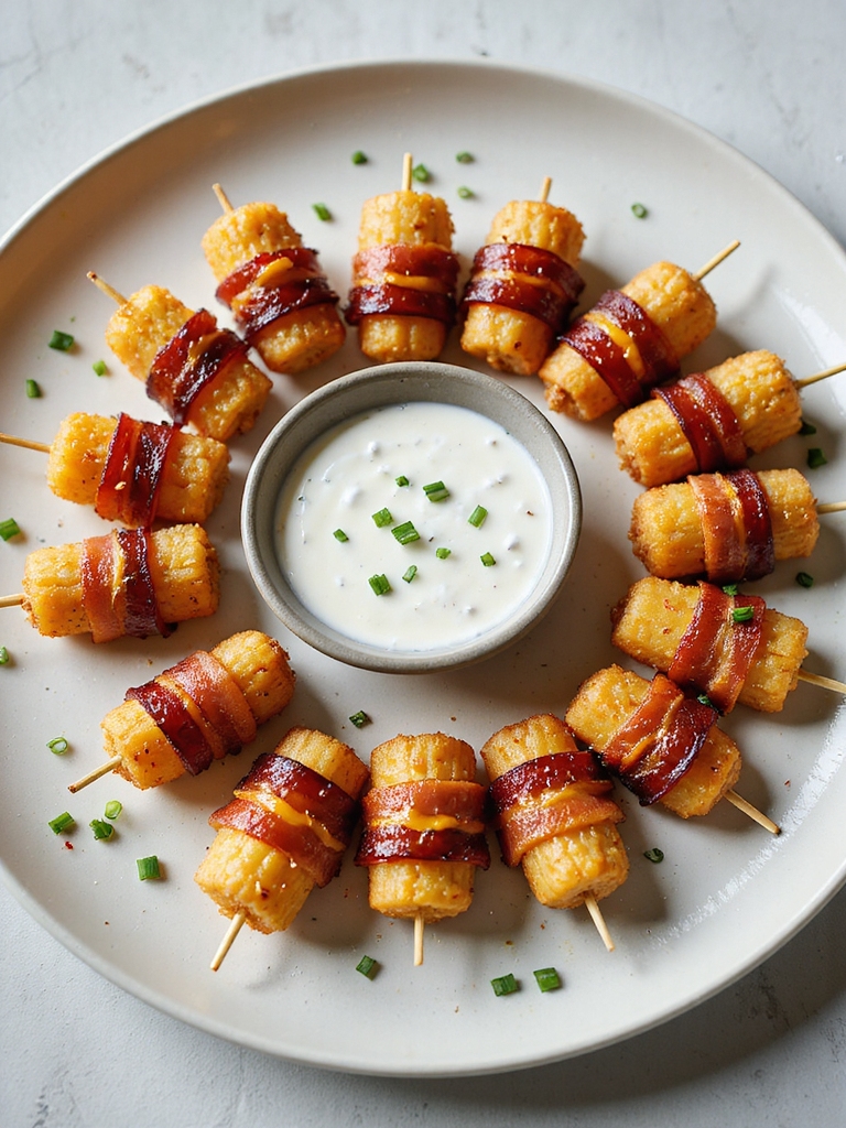 cheesy bacon wrapped tater tots