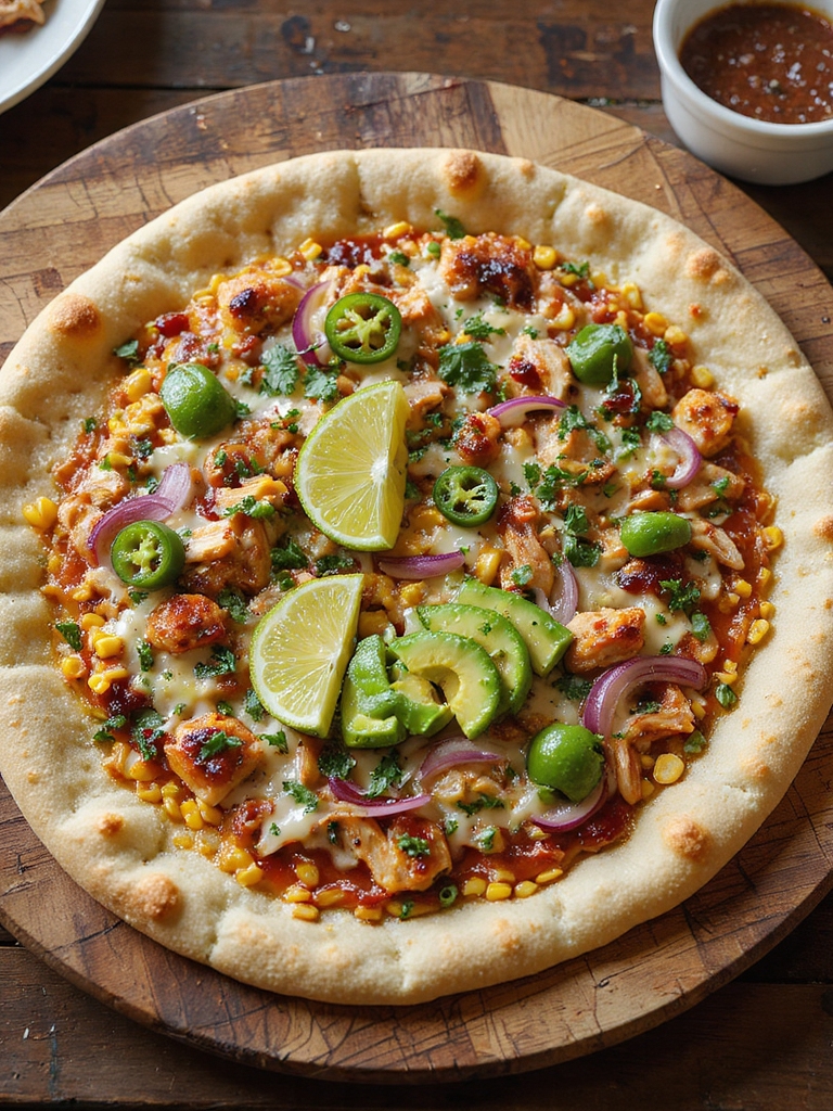 cheesy bbq chicken flatbread