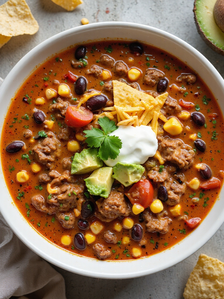 cheesy one pot taco soup
