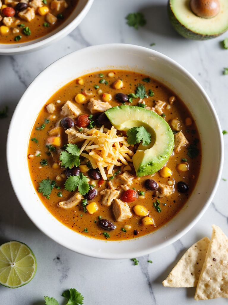 cheesy shredded chicken tortilla soup
