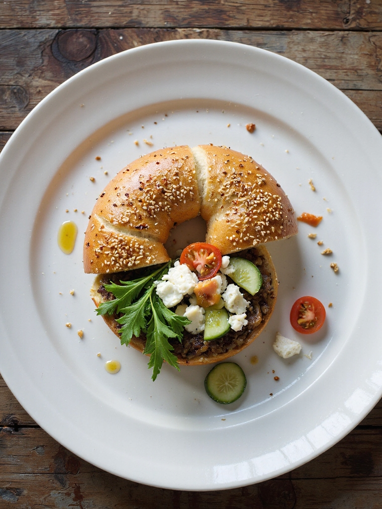 chewy bagel with tapenade