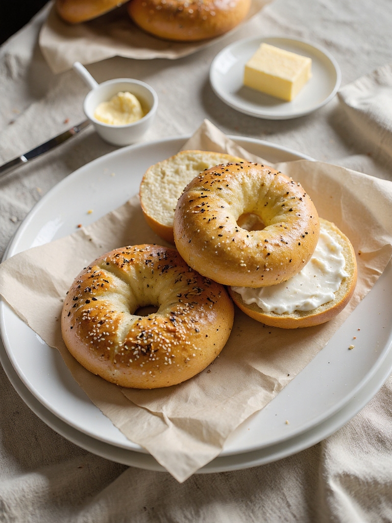 chewy browned breakfast bagels