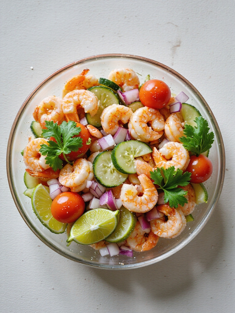 chilled cucumber radish shrimp cocktail