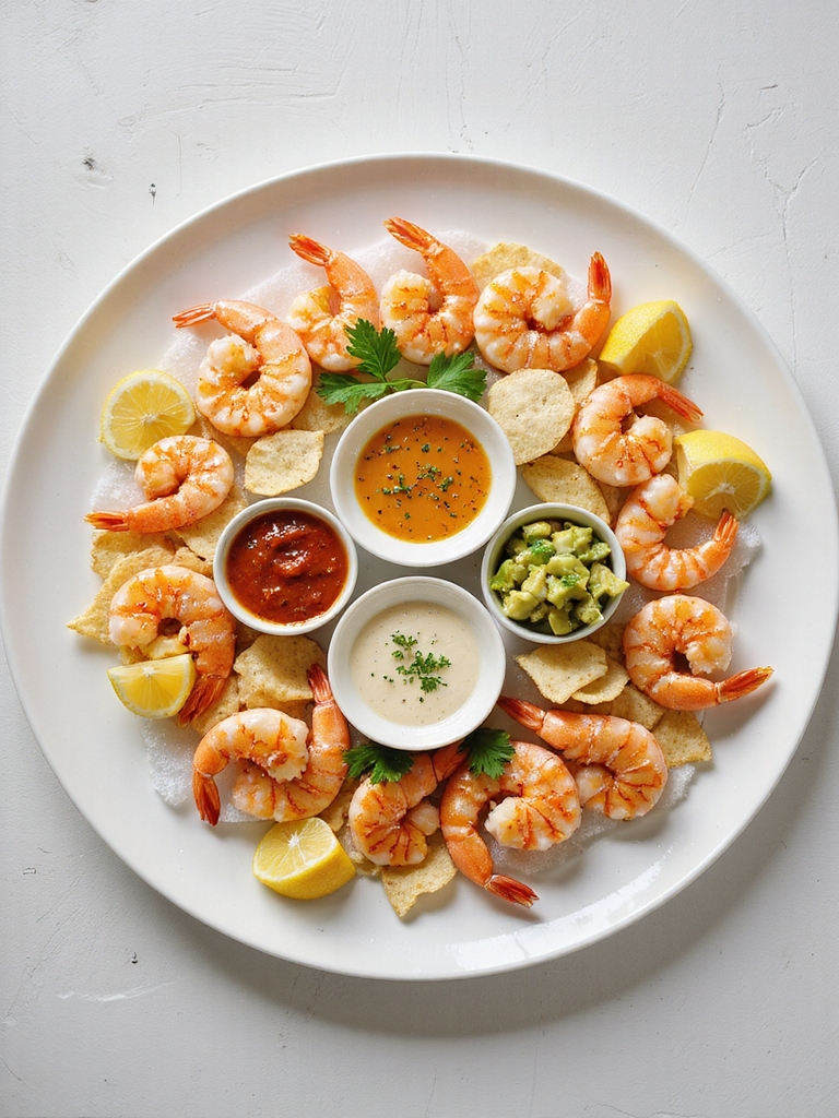 chilled jumbo shrimp with dips