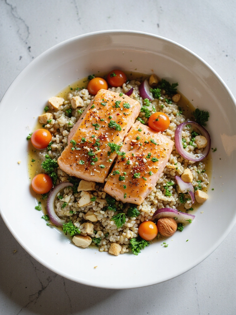 citrus herb salmon rice salad