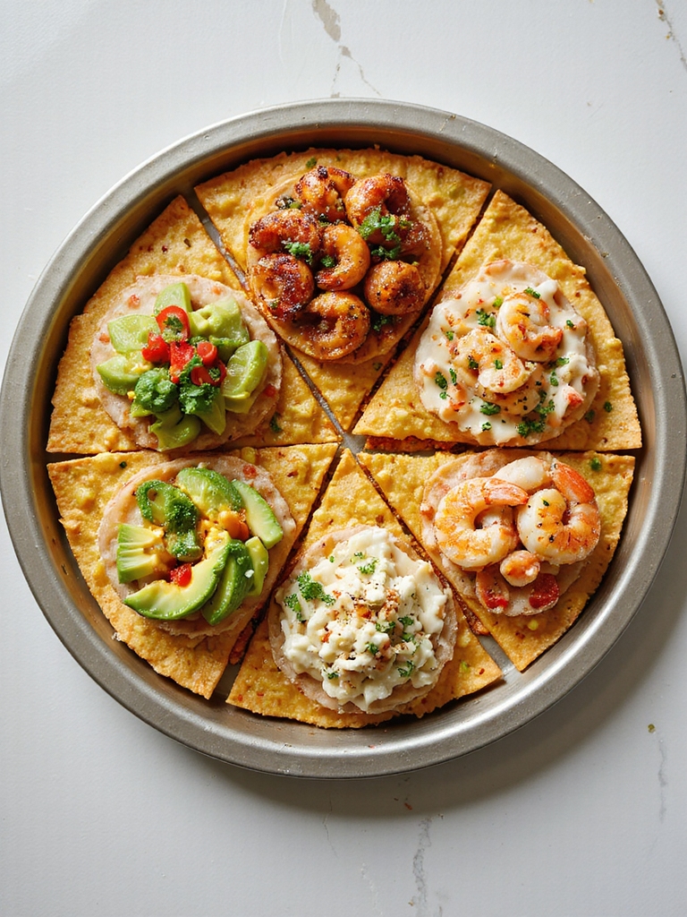 citrus spiced layered seafood nachos