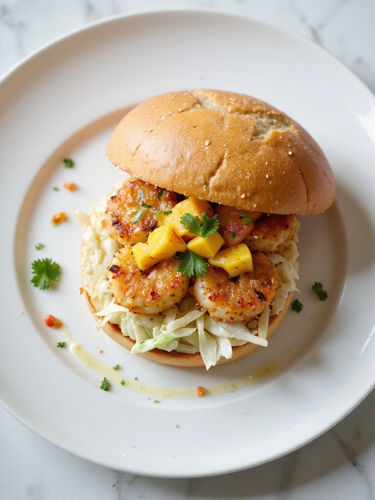 coconut crusted tropical shrimp burgers