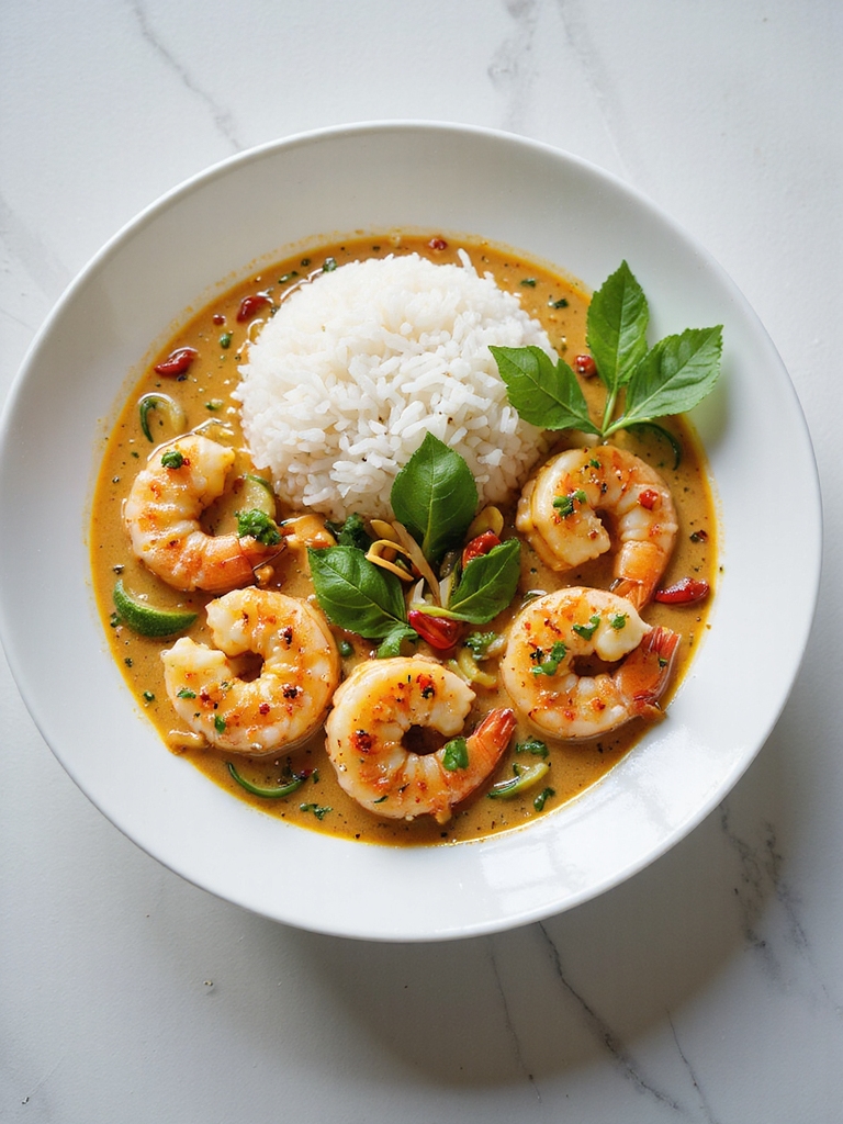 coconut curry shrimp with basil