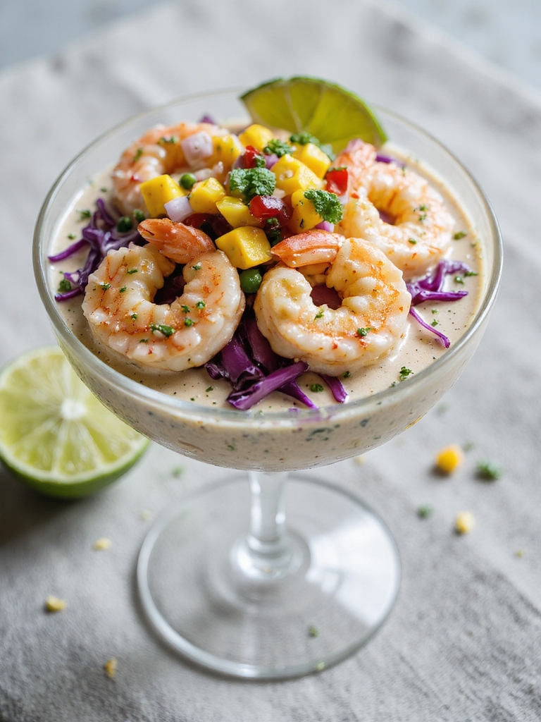 coconut lime shrimp with mango