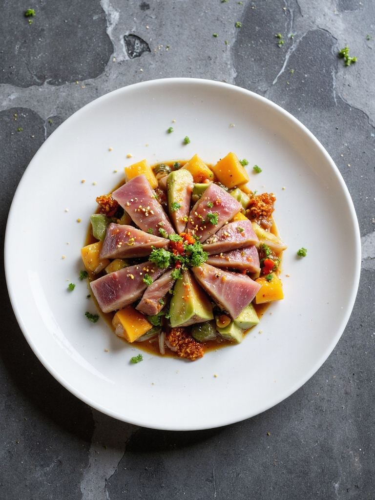 cold citrus marinated tuna bites