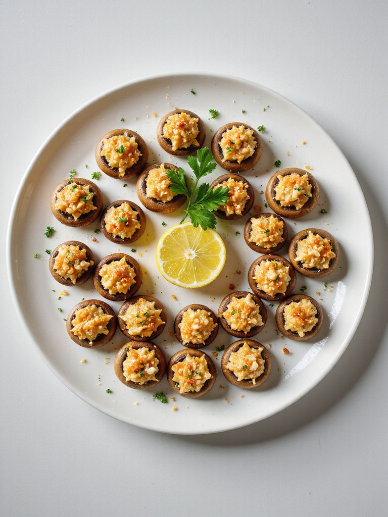 crab stuffed herbed breadcrumb mushrooms