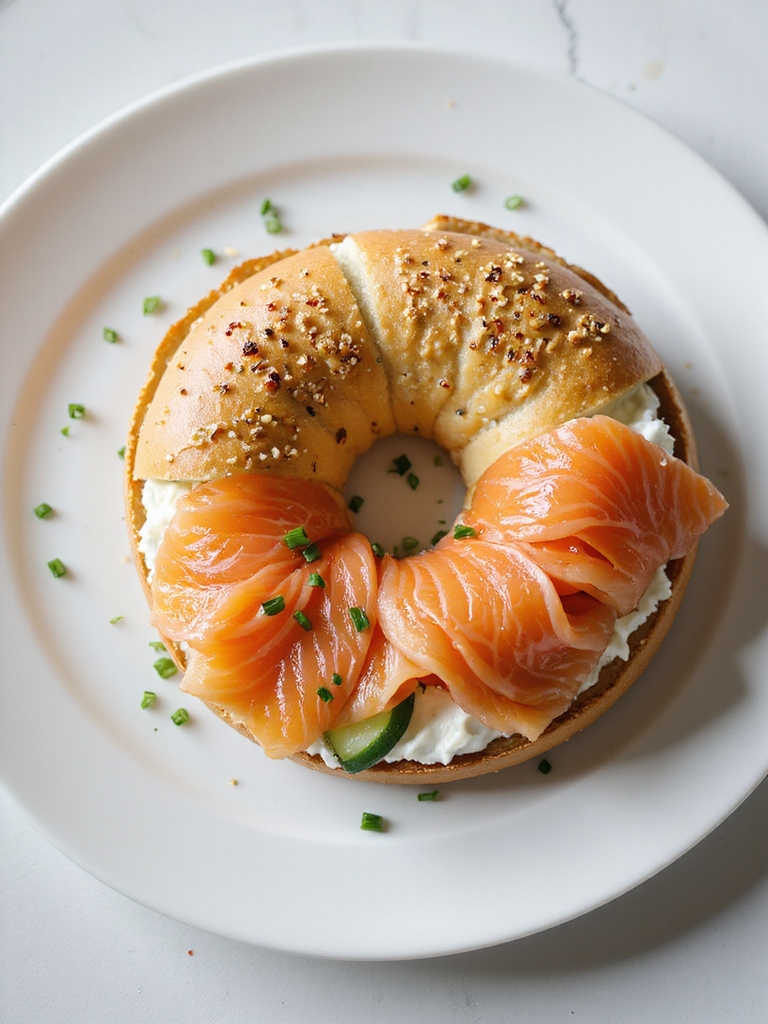 cream cheese chive cucumber bagel