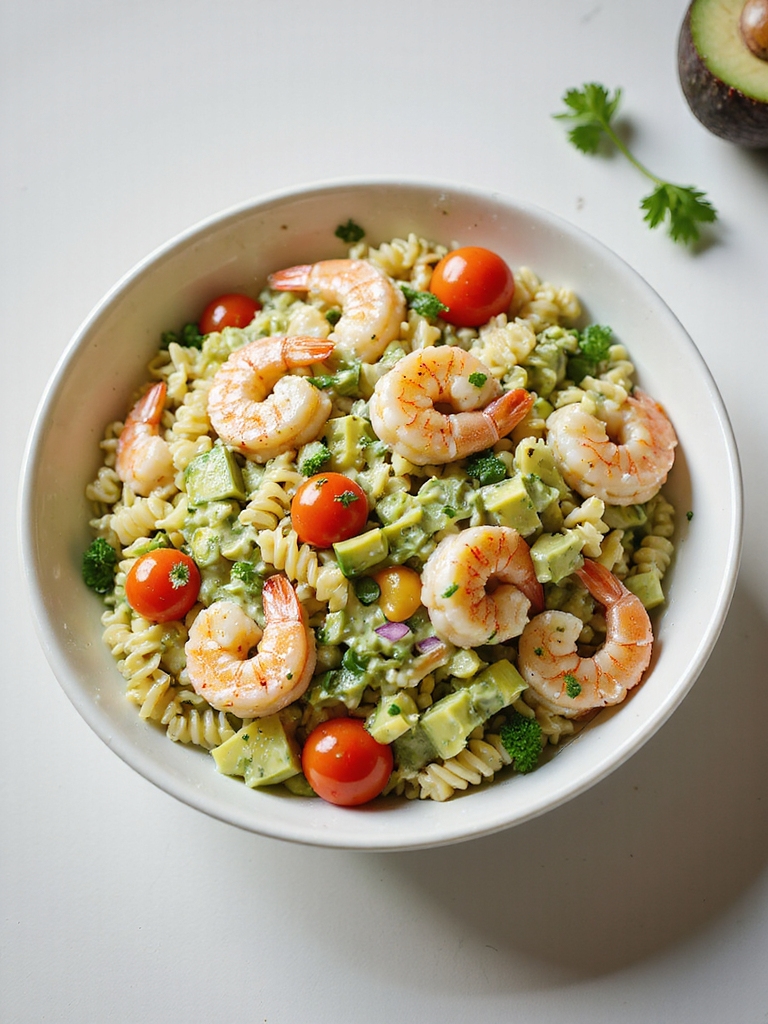 creamy avocado shrimp pasta