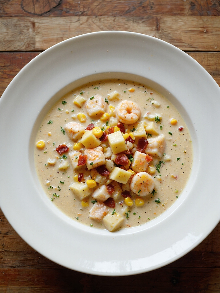 creamy bacon corn seafood chowder