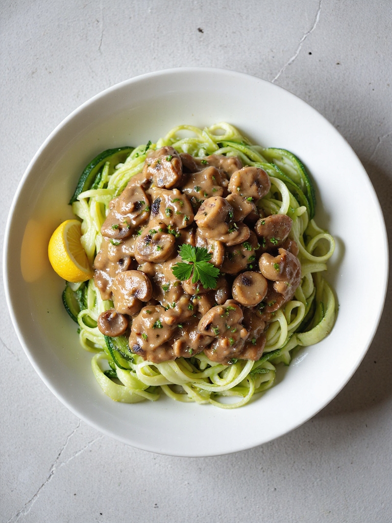 creamy beef stroganoff zoodles