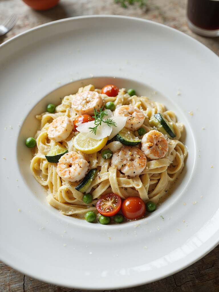 creamy cheesy seafood alfredo