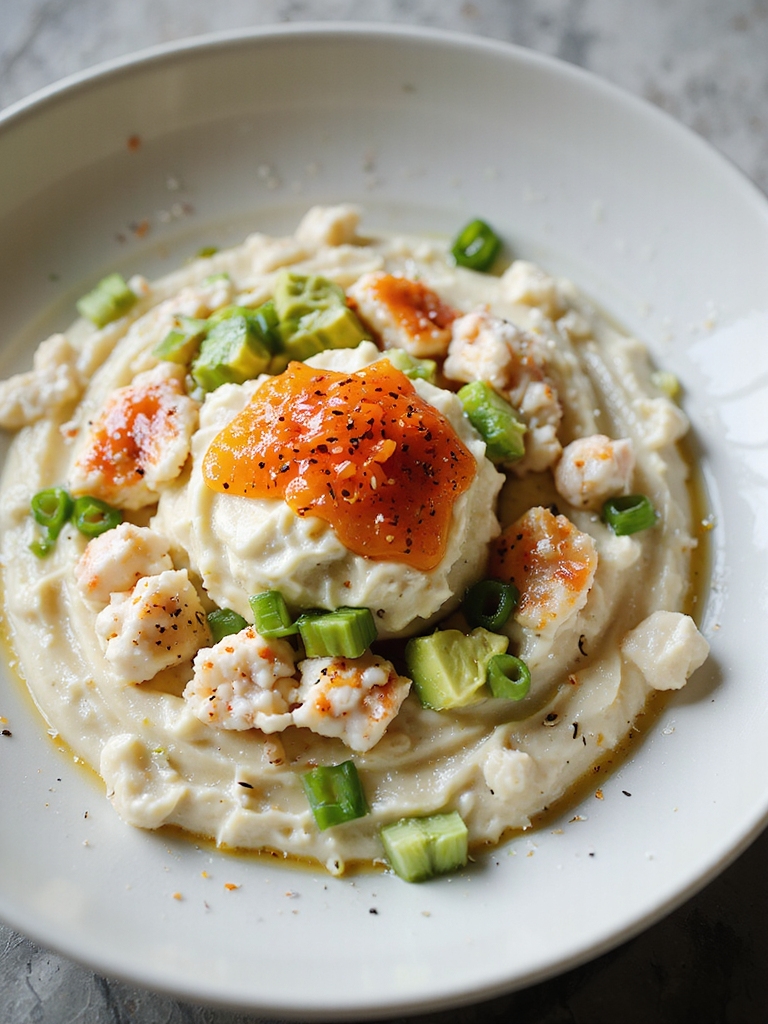 creamy citrus tobiko crab mash