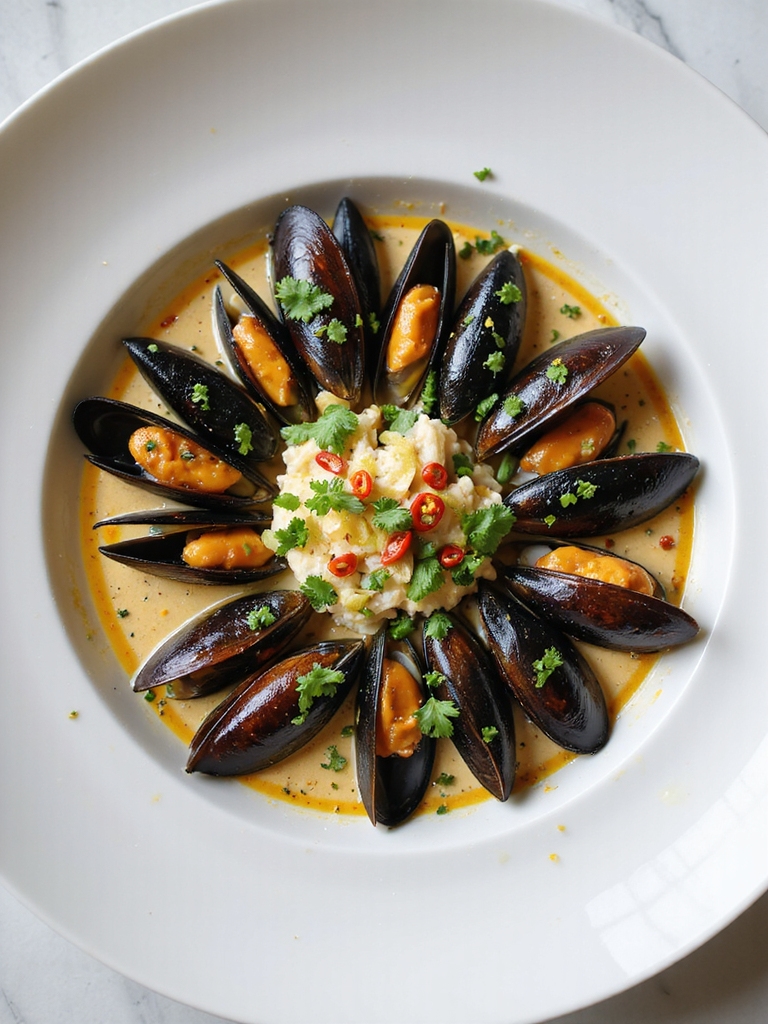 creamy coconut curry mussels