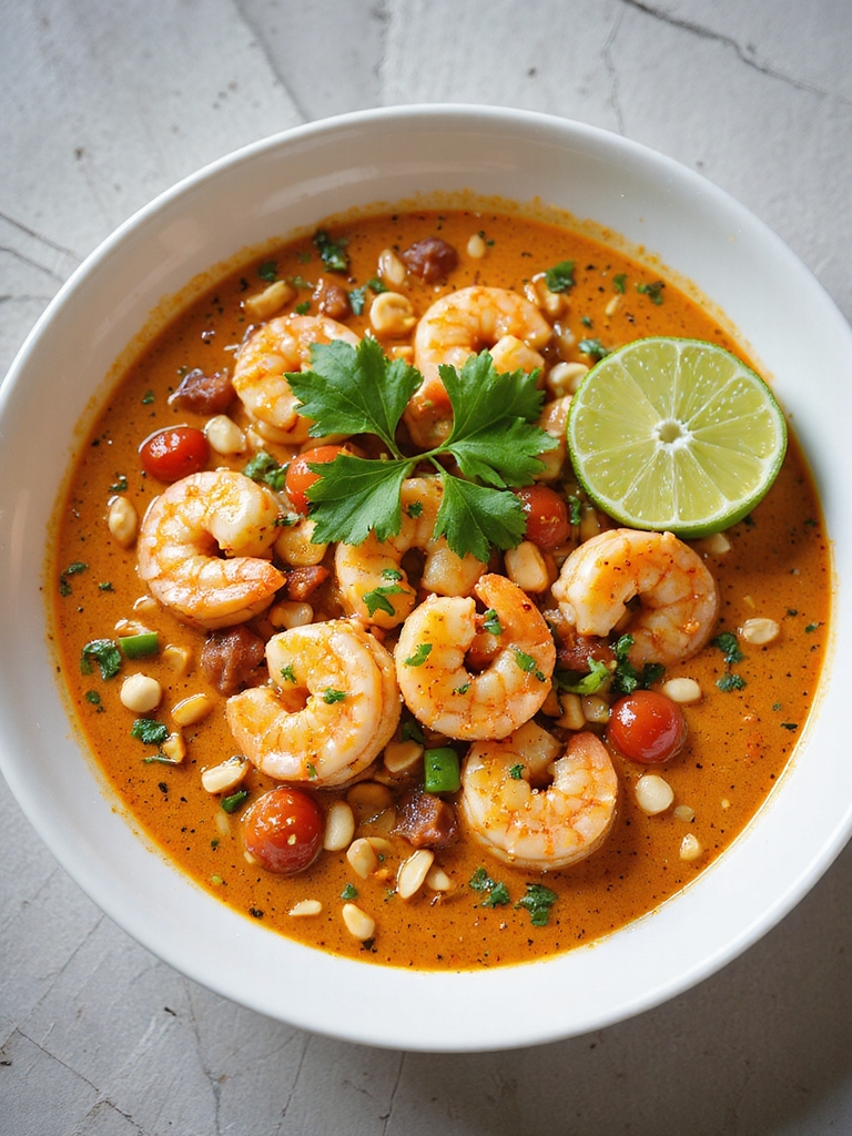 creamy coconut peanut shrimp curry