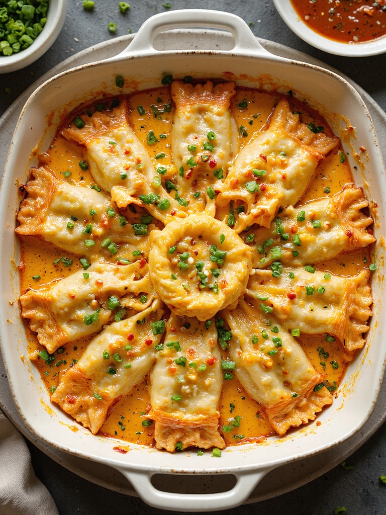 creamy crab rangoon wonton casserole