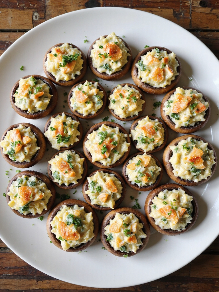 creamy crab stuffed roasted mushrooms