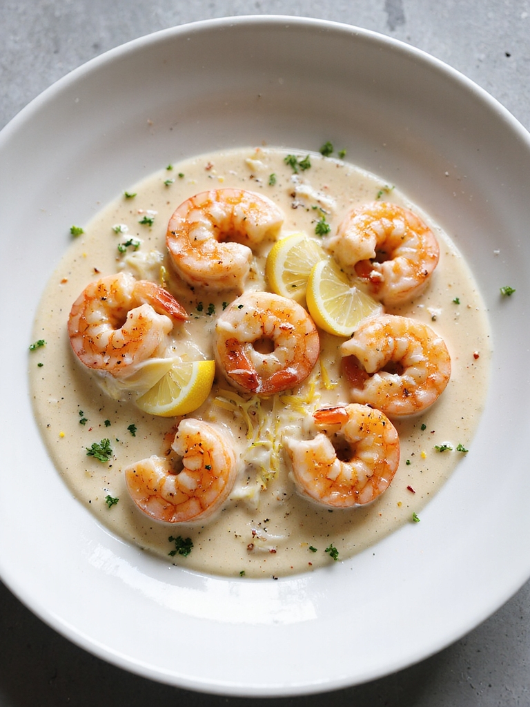 creamy lemon garlic shrimp alfredo