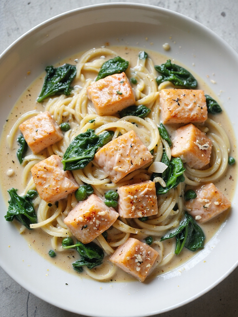 creamy salmon spinach pasta