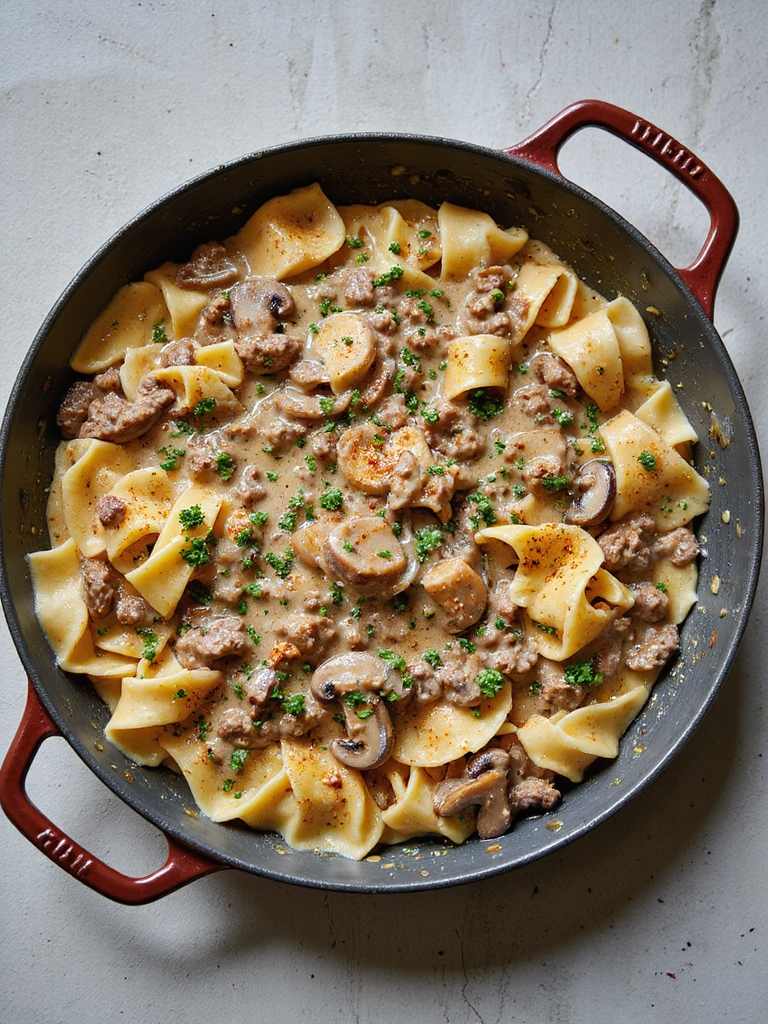creamy skillet beef stroganoff