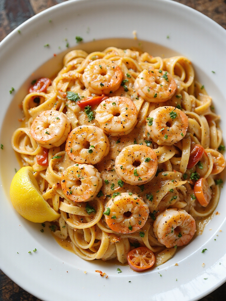 creamy spicy cajun shrimp fettuccine