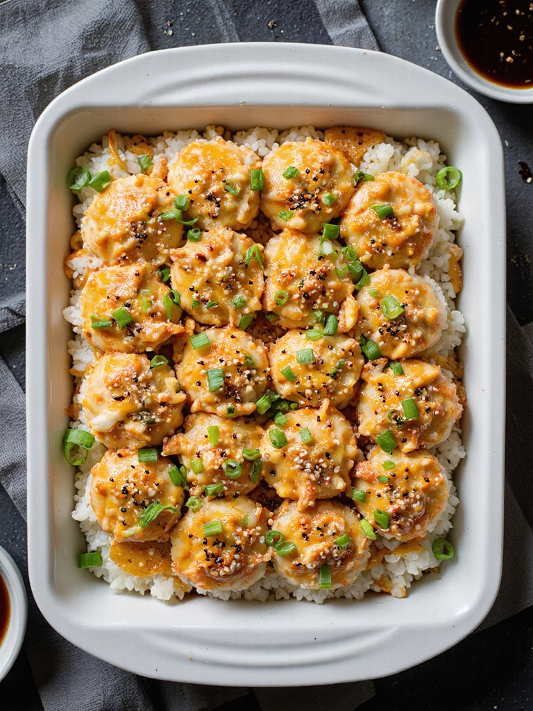 creamy spicy crab sushi bake