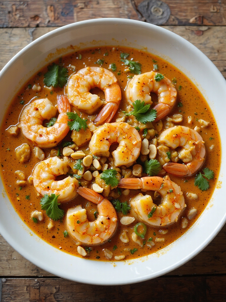 creamy spicy peanut shrimp