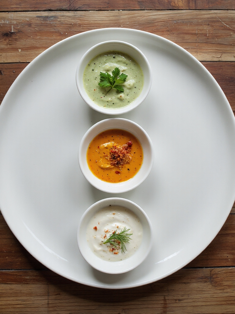 creamy spicy tangy sauce trio