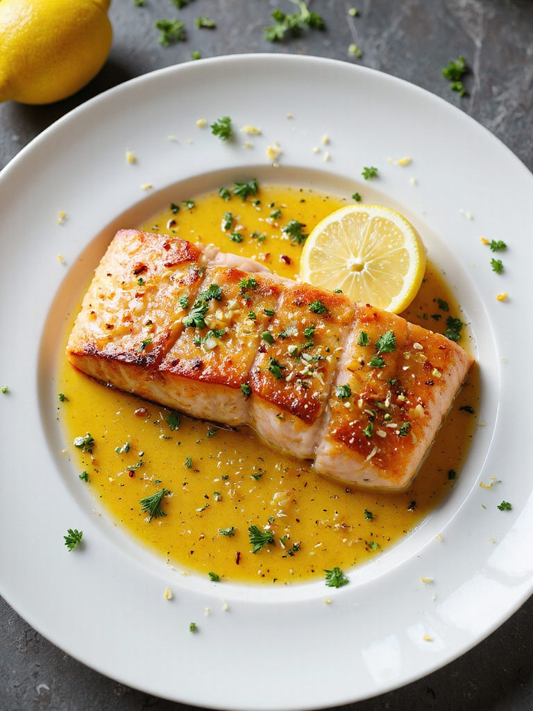 crisp butter basted garlic salmon