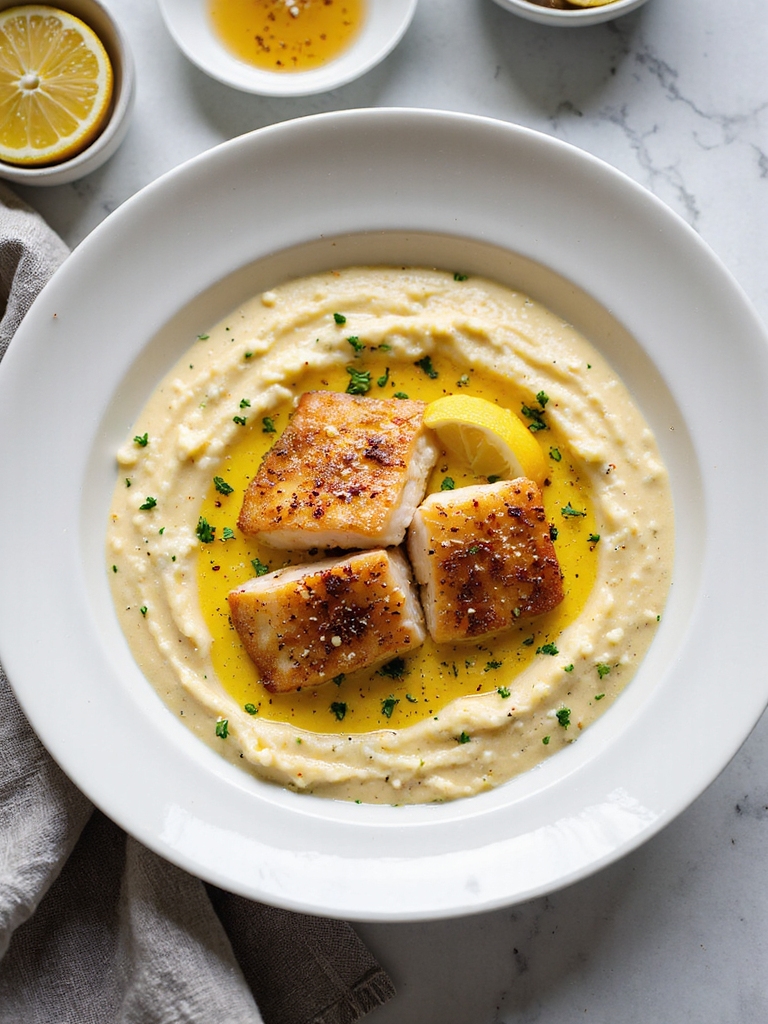 crisp pan seared catfish with lemon grit