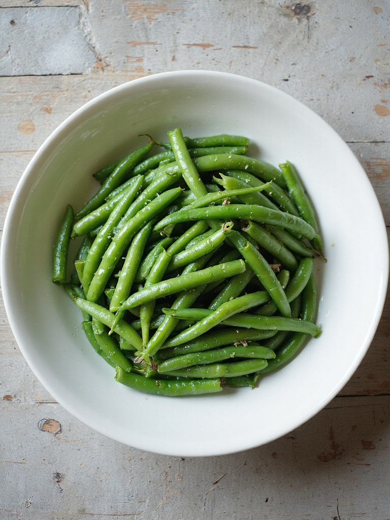 crisp roasted air fried greenbeans