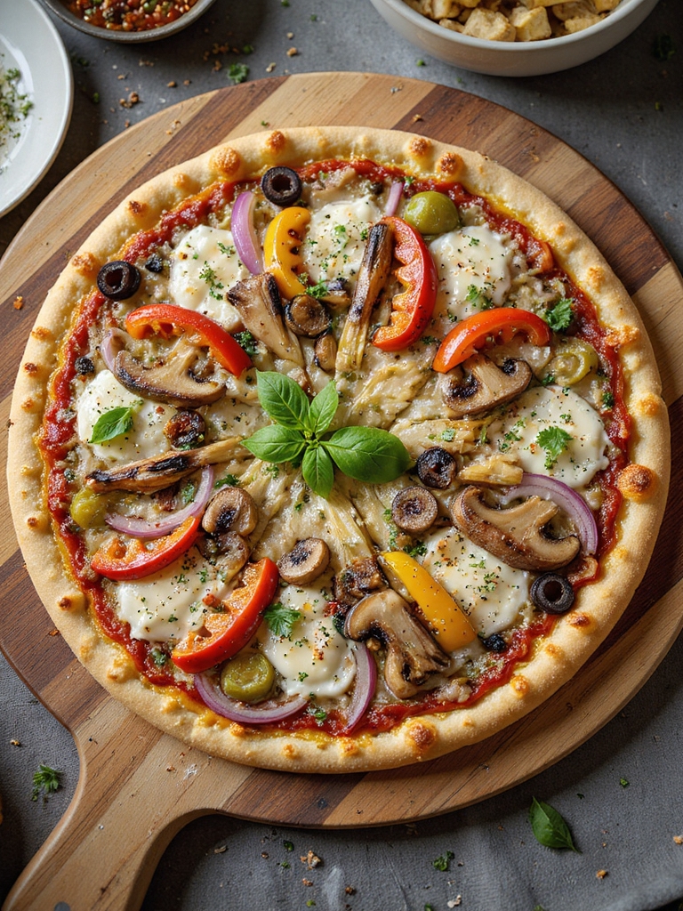 crisp roasted pepper veggie flatbread