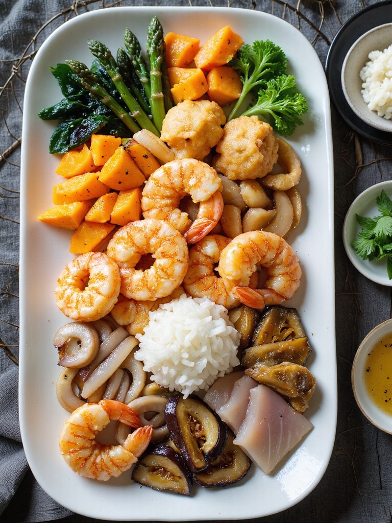 crisp seasonal seafood and vegetable tempura