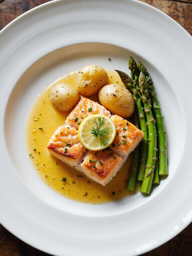 crisp skinned salmon with lemon butter