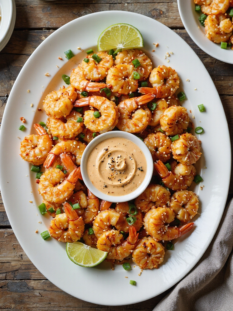 crisp tempura shrimp with glaze
