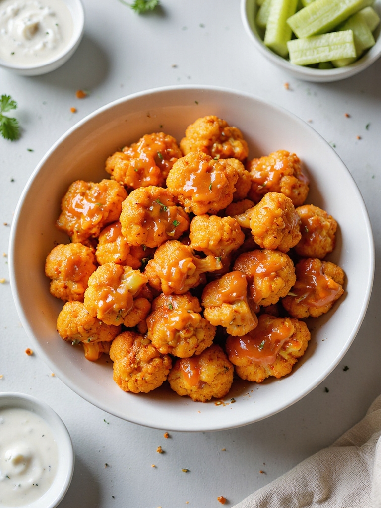 crispy air fried buffalo cauliflower