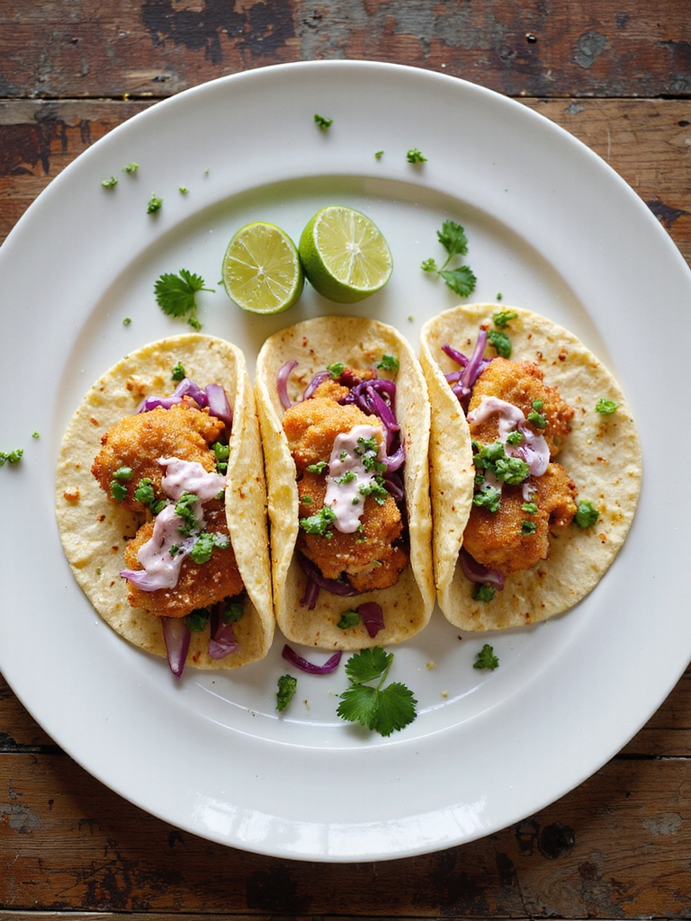 crispy beer battered cod tacos