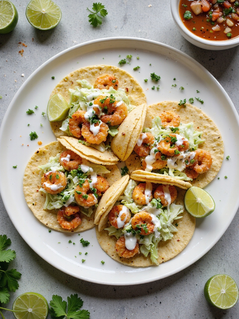 crispy beer battered shrimp tacos